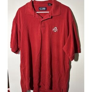 Ohio State Buckeyes Polo Shirt Red Crable Sportswear Men's L 100% Cotton Embroid